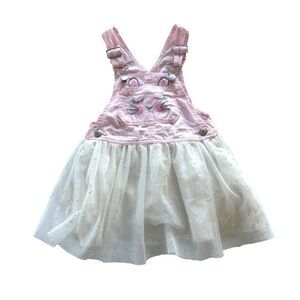 Oshkosh Girls' Bunny Tulle Overall Dress Pink Toddler 3T Spring Easter